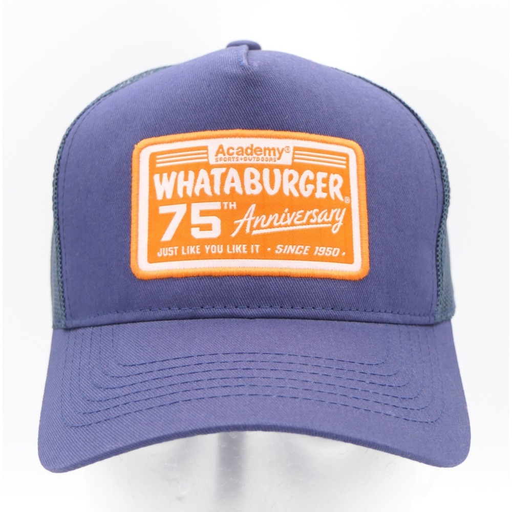 Academy Sports x Whataburger 75th Anniversary Mesh Snapback Hat Cap Blue  w/ Tag